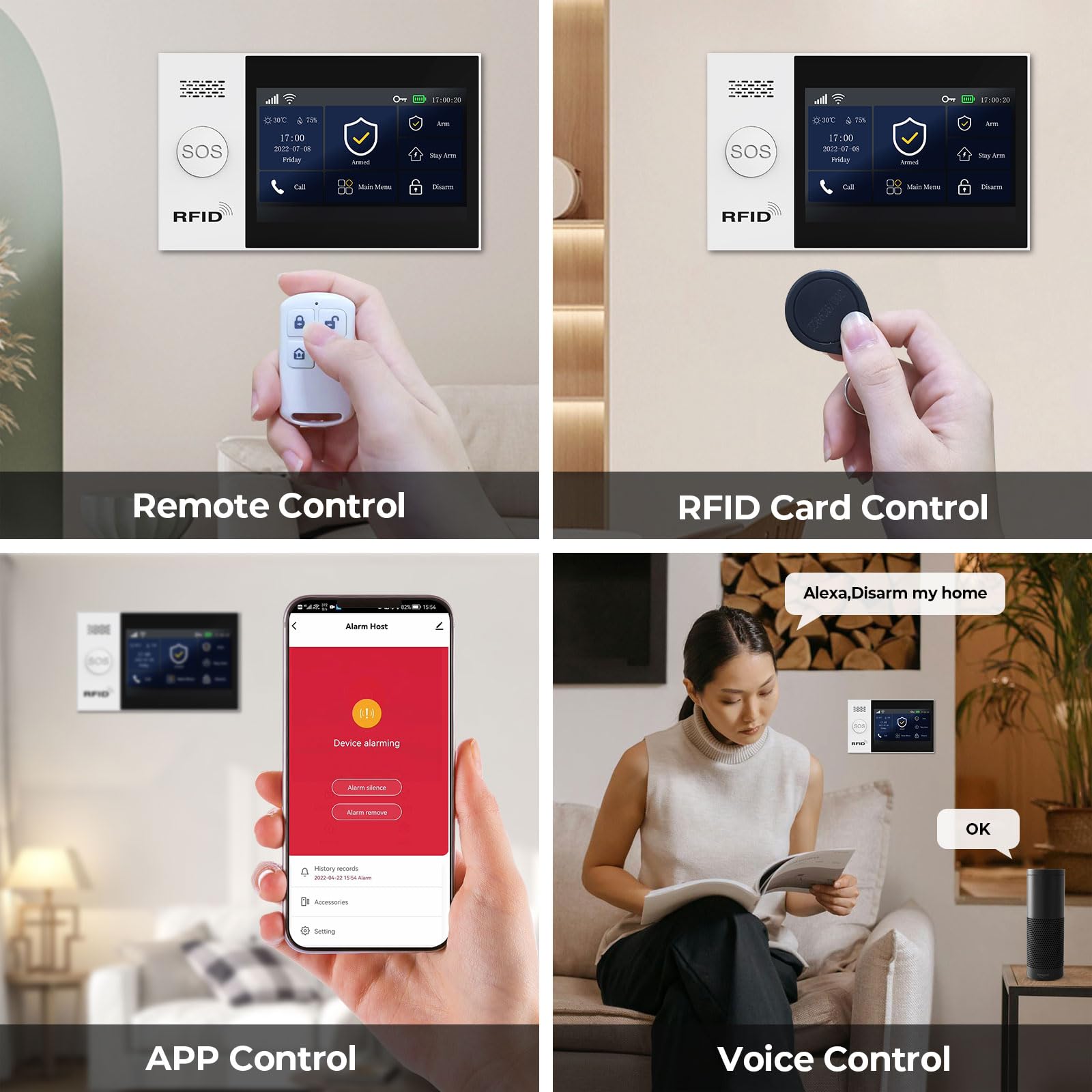 PGST Sistema de Alarma WiFi para Casa con Cámara de Vigilancia Interior, Kit Alarma de Seguridad 14-Piezas, Sensores de Apertura y Cierre, Sensor de Movimiento PIR, Sirena 110dB, Fácil Instalación