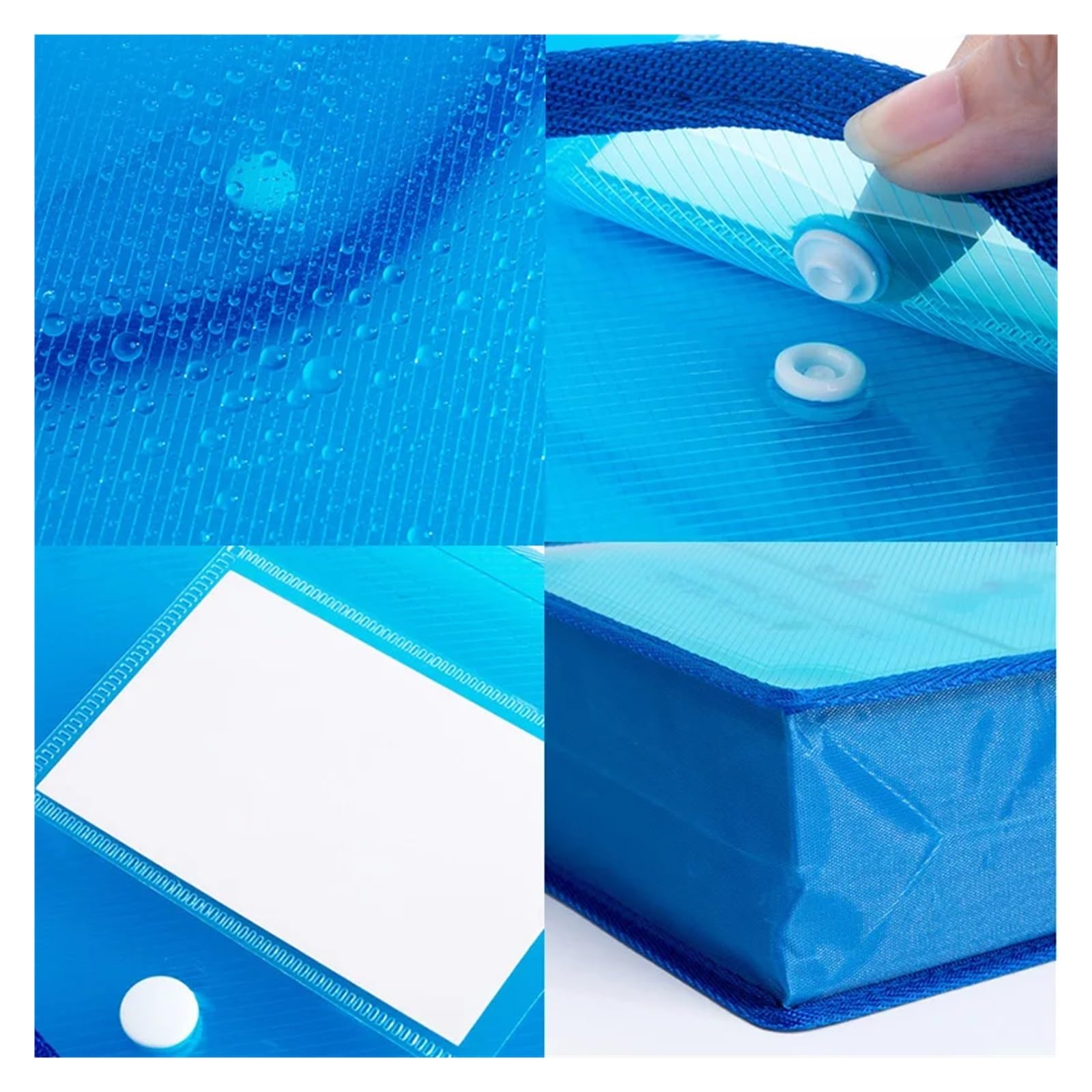 Caja Archivador 2 carpetas de archivo A4 transparentes con cierre a presión, impermeables, PVC, organizador escritorio, caja almacenamiento papel, suministros oficina(Blue vertical)