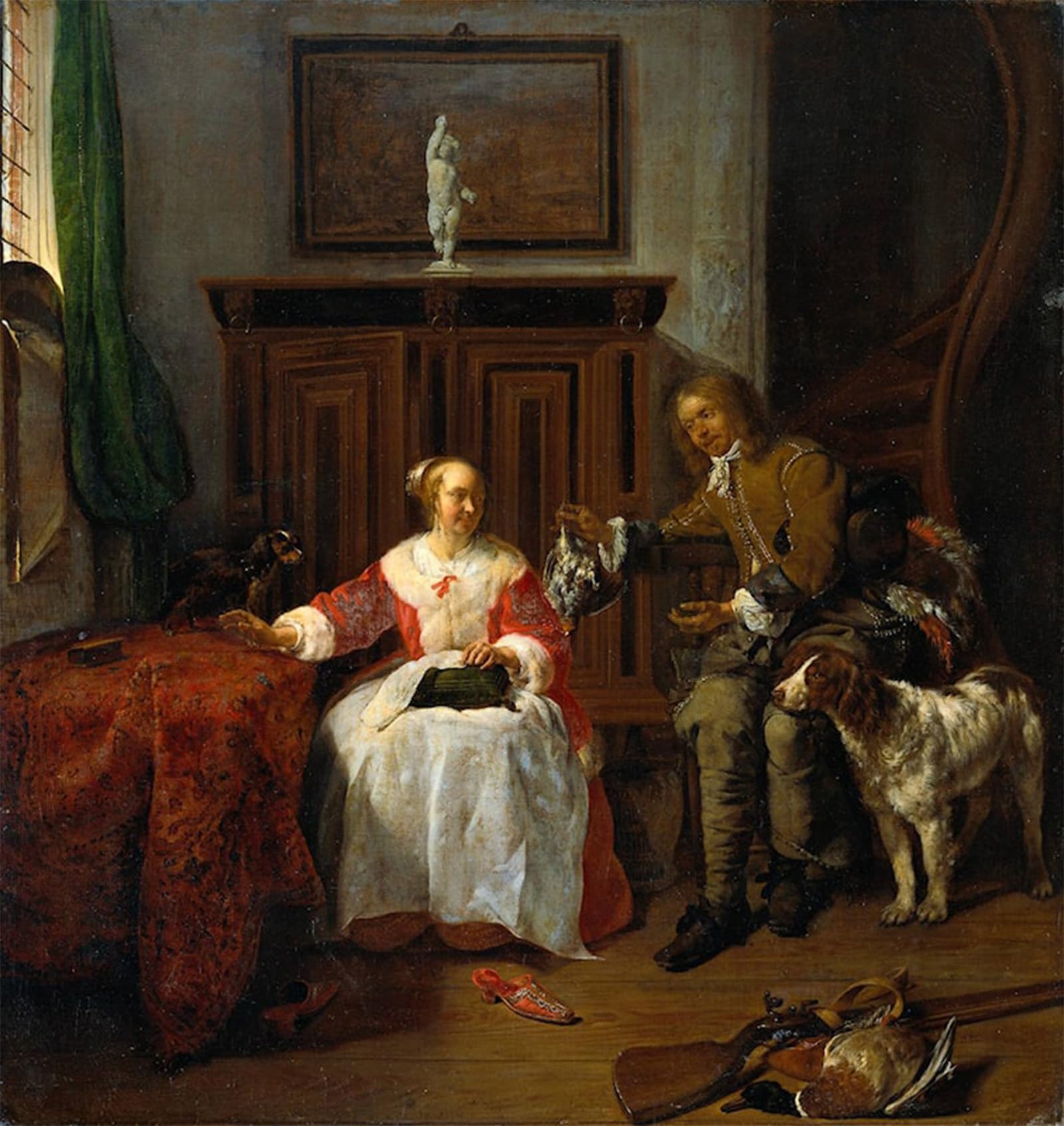 SERENDIPITP Vintage Picture Print on Canvas Wall Art Poster the Hunter's Present by Gabriel Metsu Artwork Print Poster for Wall Decor 60x90cm