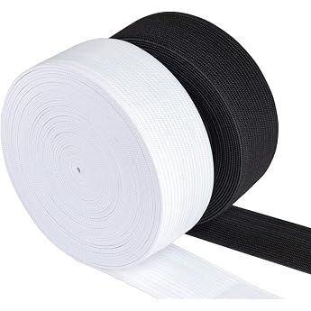 Agoer Rubber Band 30 mm White Black - Pack of 2 12 Metres 13 Yards Robust and elastic black and white elastic band for sewing for DIY crafts bags costumes crafts