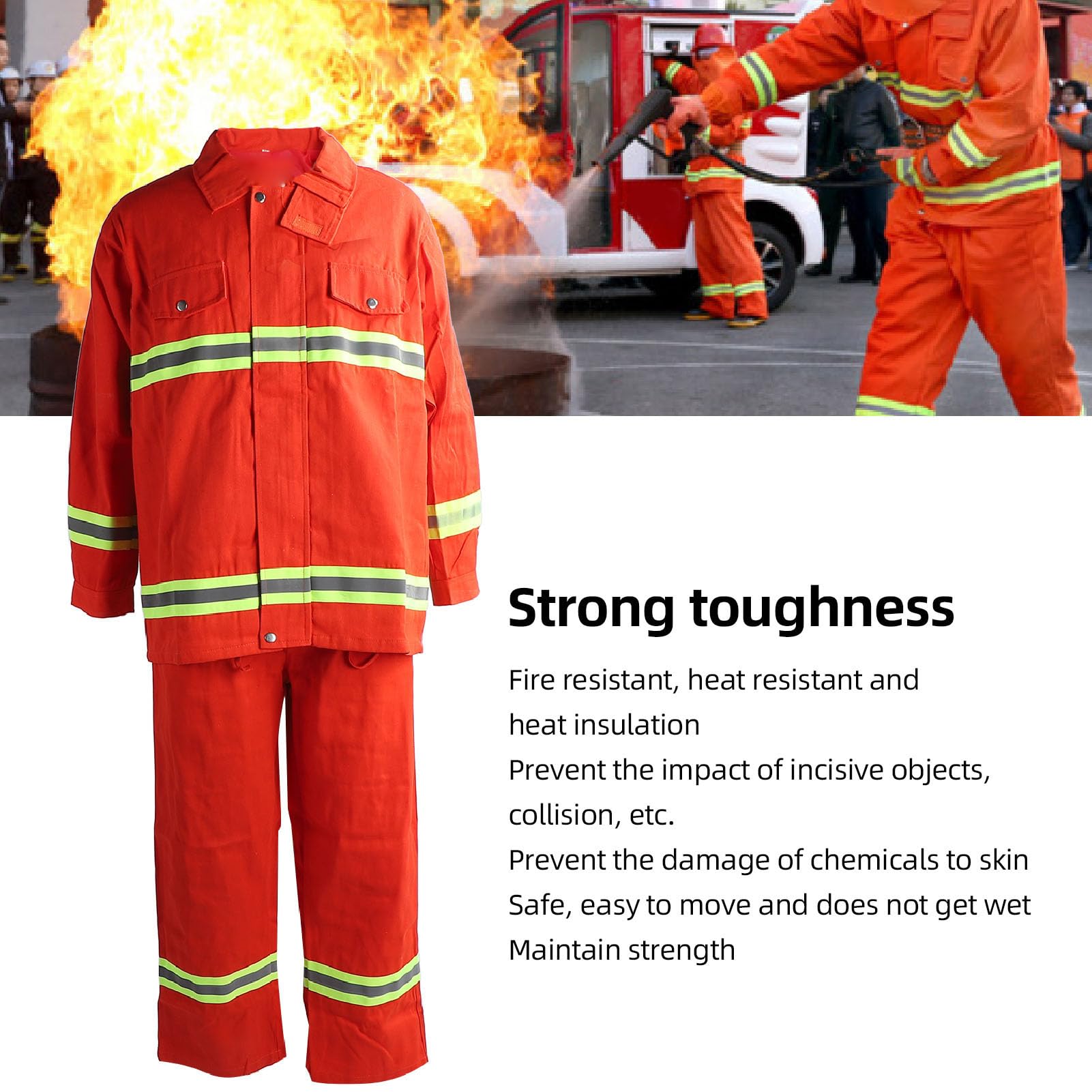 Tuta di Sicurezza Ignifuga per Protezione Dal Calore, Abbigliamento Ignifugo Durevole con Strisce Riflettenti per Lavoratori Industriali, Cotone, 2 unità