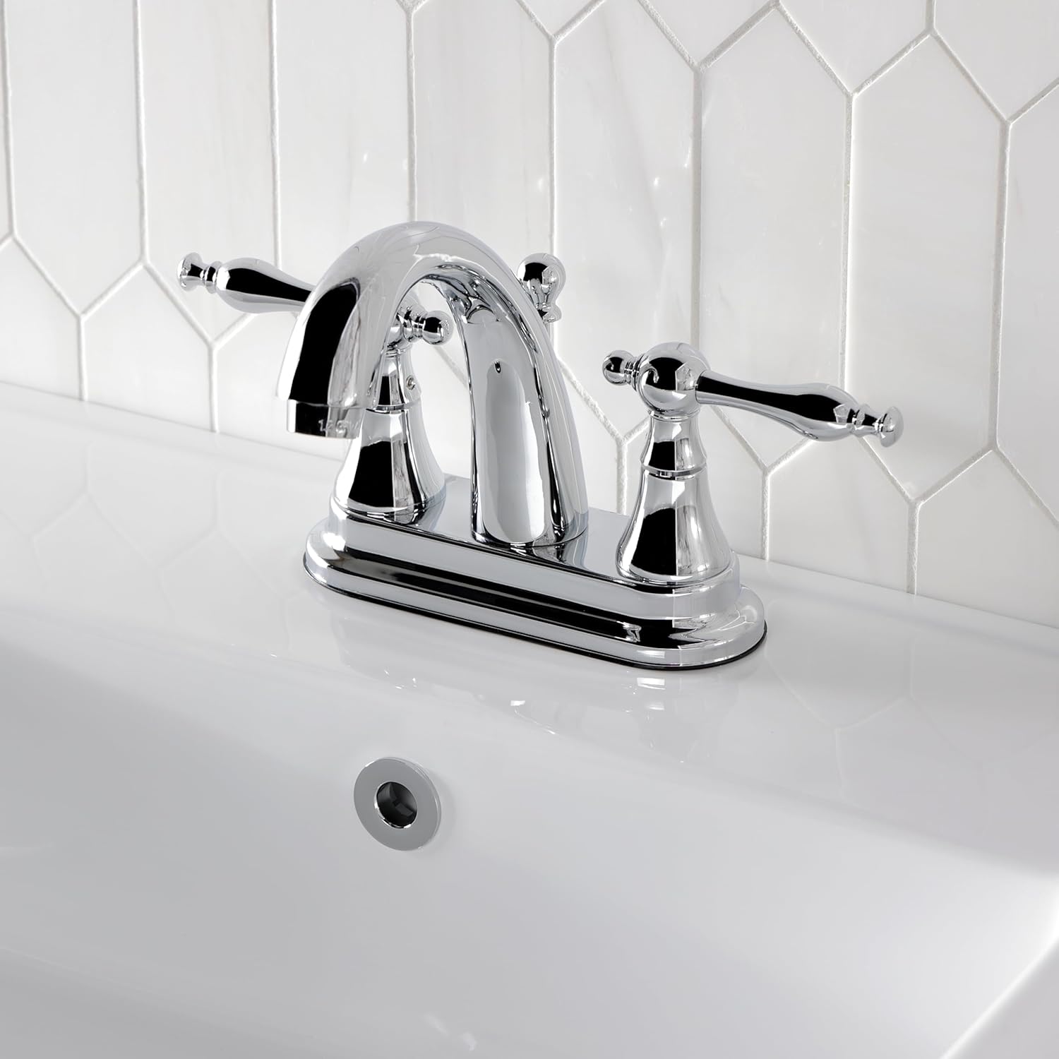 Kingston Brass KS7611NL Normandy 4-Inch High Rise Centerset Lavatory Faucet, Polished Chrome