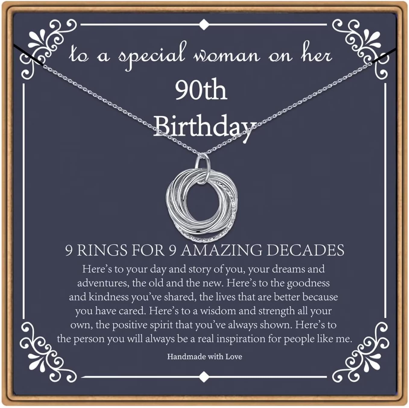 IEFLIFE Birthday Gifts for Women, Sterling Silver Chain Birthday Necklaces, 40th 50th 60th 70th 80th 90th Birthday Necklace, 40 50 60 70 80 90 Years Old Birthday Gifts, 4 5 6 7 8 9 Decade Birthday Jewelry for Women