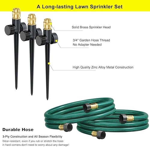 Miniatura 3 de FANHAO Sistema de riego por encima del suelo, juego de rociadores de césped ajustables de metal, kit de riego de cobertura de área grande de 360