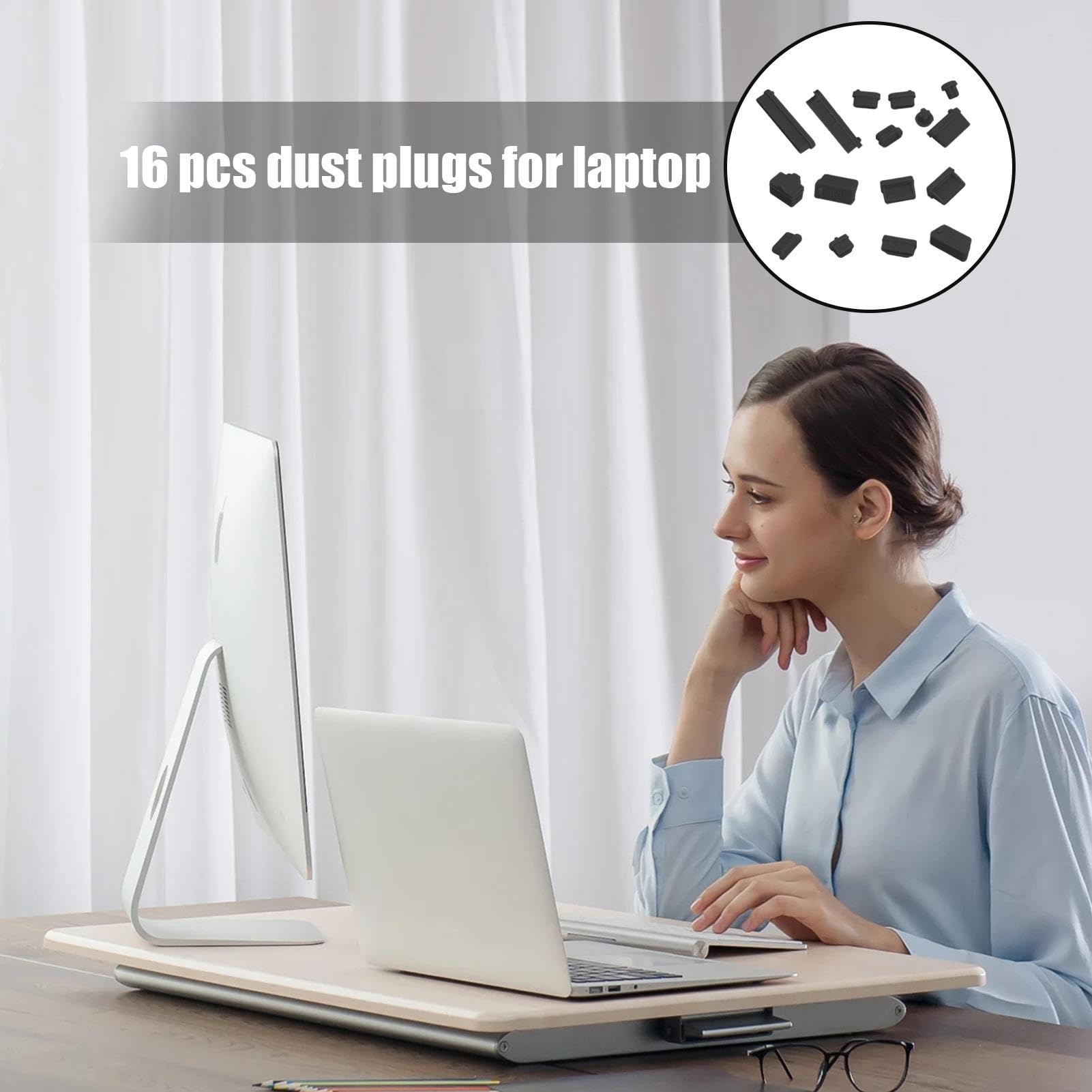Bouchons anti-poussière USB C 16 pièces pour PC port