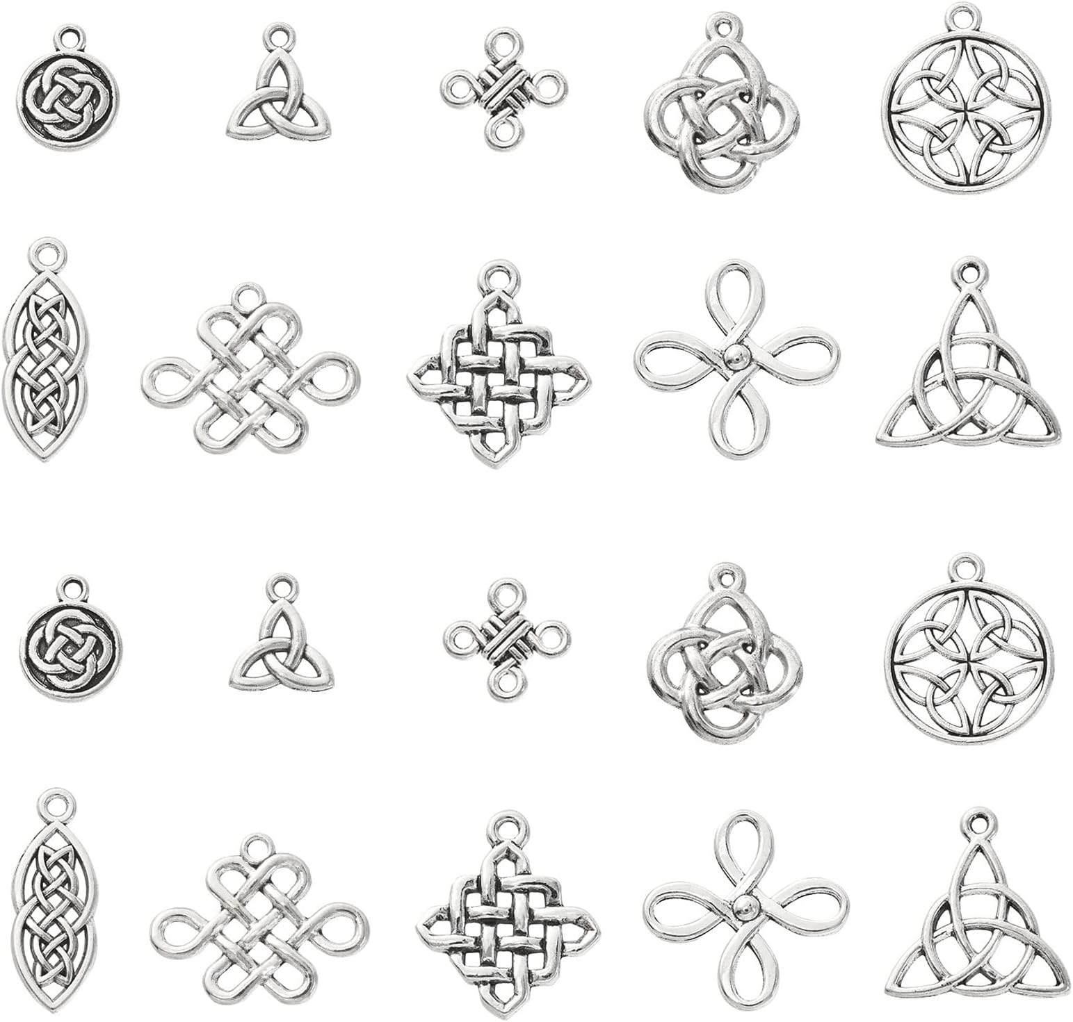 DanLingJewelryDanLingJewelry 100Pcs 10 Styles Celtic Knot Charms Bulk Antique Silver Celtic Charm Irish Trinity Knot Charms for Jewelry Making DIY Crafts