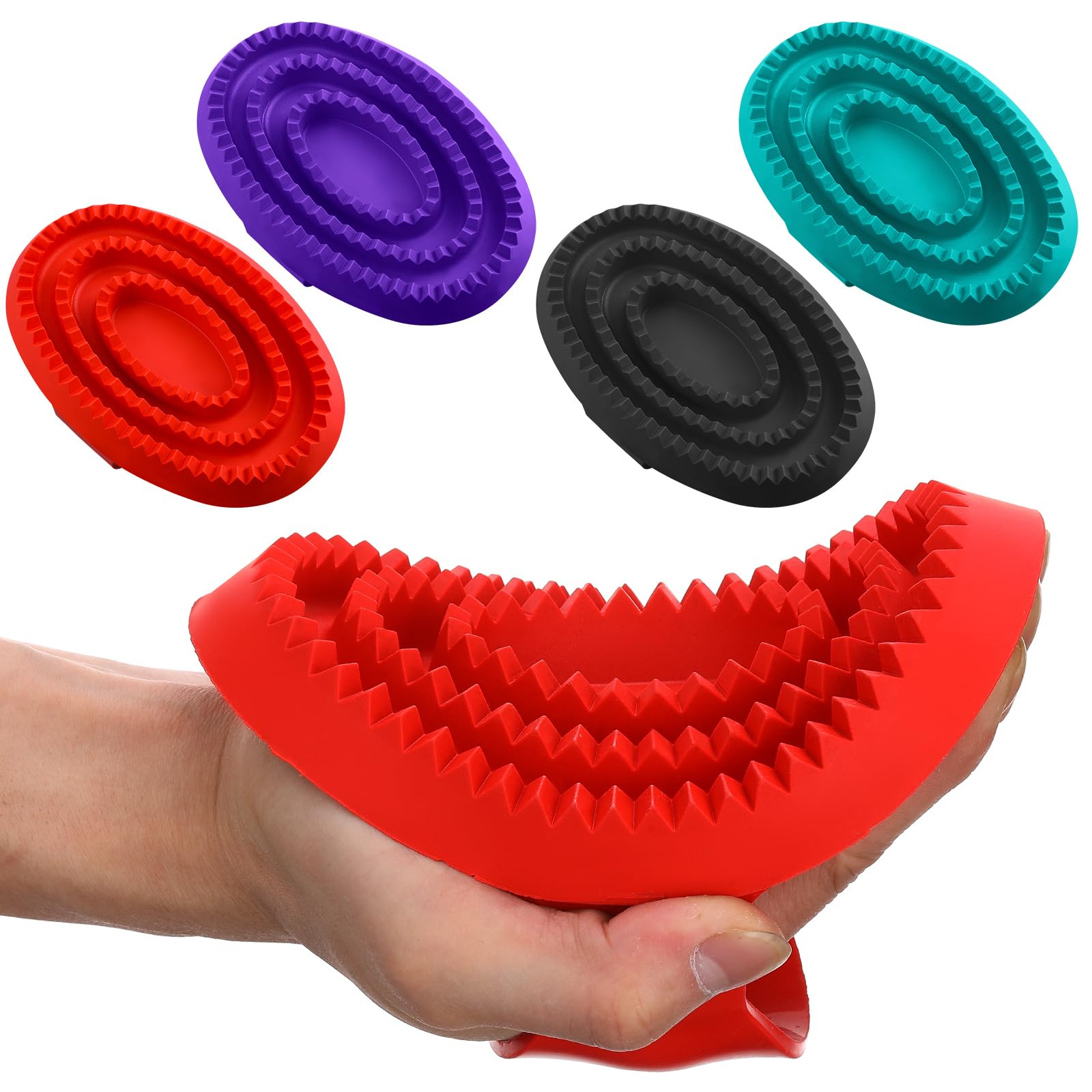 Dingion 4 Pcs Large Rubber Curry Comb 6" x 4" Horse Grooming Comb Brush with Handle Shampoo Horse Brush for Dogs Cats Shedding Short Long Hair Shower