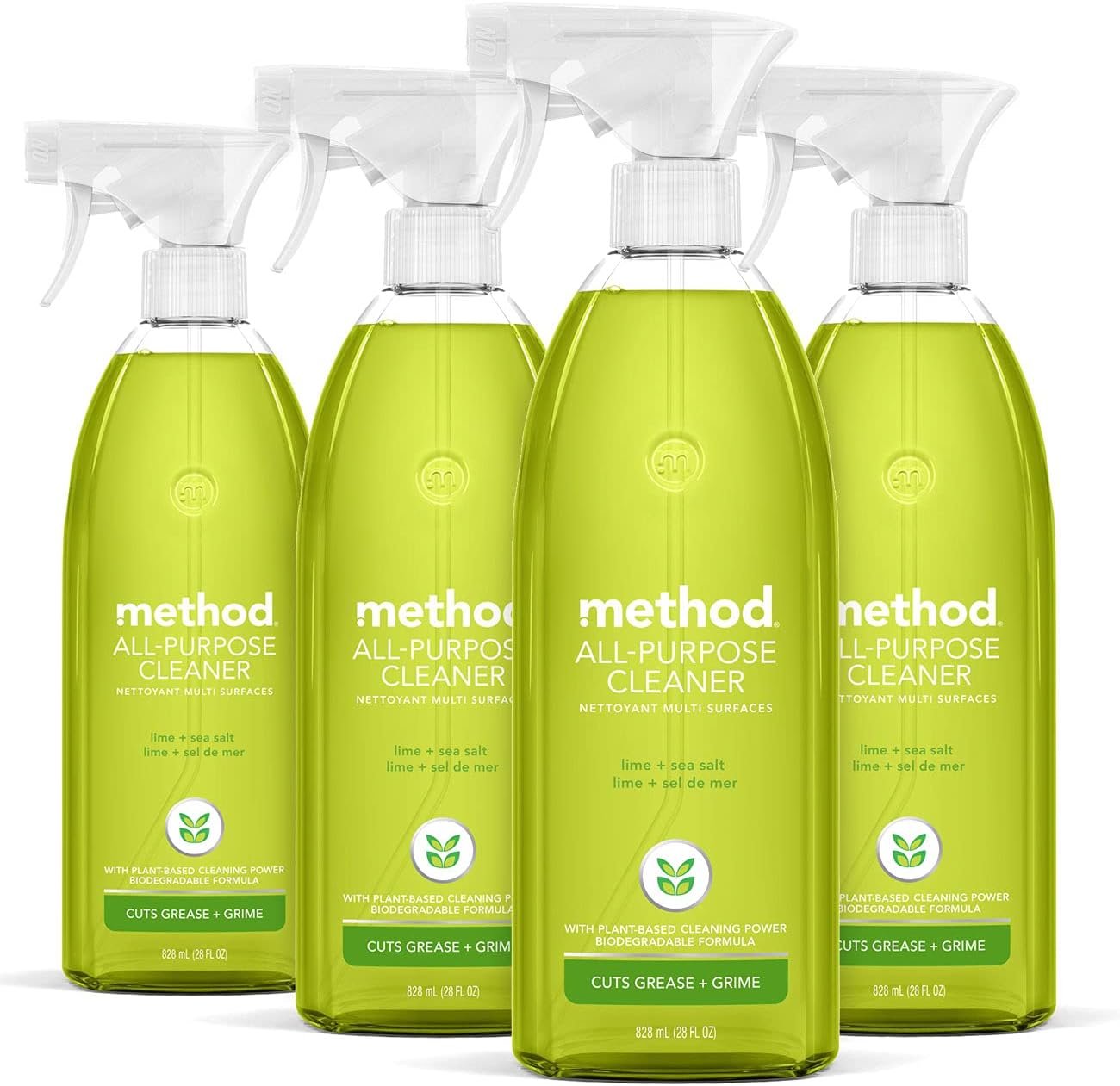 Method All-Purpose Cleaner Spray, Lime + Sea Salt, Perfect for Most Counters, Tiles and More, 28 Fl Oz, (Pack of 4)