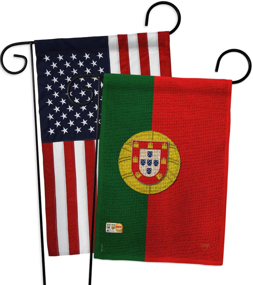Portugal Burlap Garden Flags Pack Regional Nationality Nation International World Country Particular Area USA Vintage Applique Small Decorative Gift Yard House Banner Double-Sided Made In 13 X 18.5