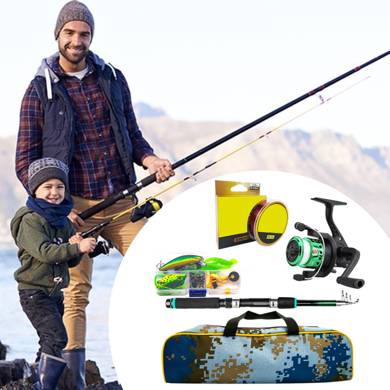 Combo canna da pesca e mulinello, kit canna da pesca, Combinazioni di | mulinelli portatili, Combo leggero con canna e mulinello con , attrezzatura da pesca con canna da pesca telescopica p