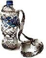 80SPAIN Cotton Crochet Crossbody Water Bottle Bag Brown Tan White Drink Carrier Holder Beverage Cozy Sling Tote