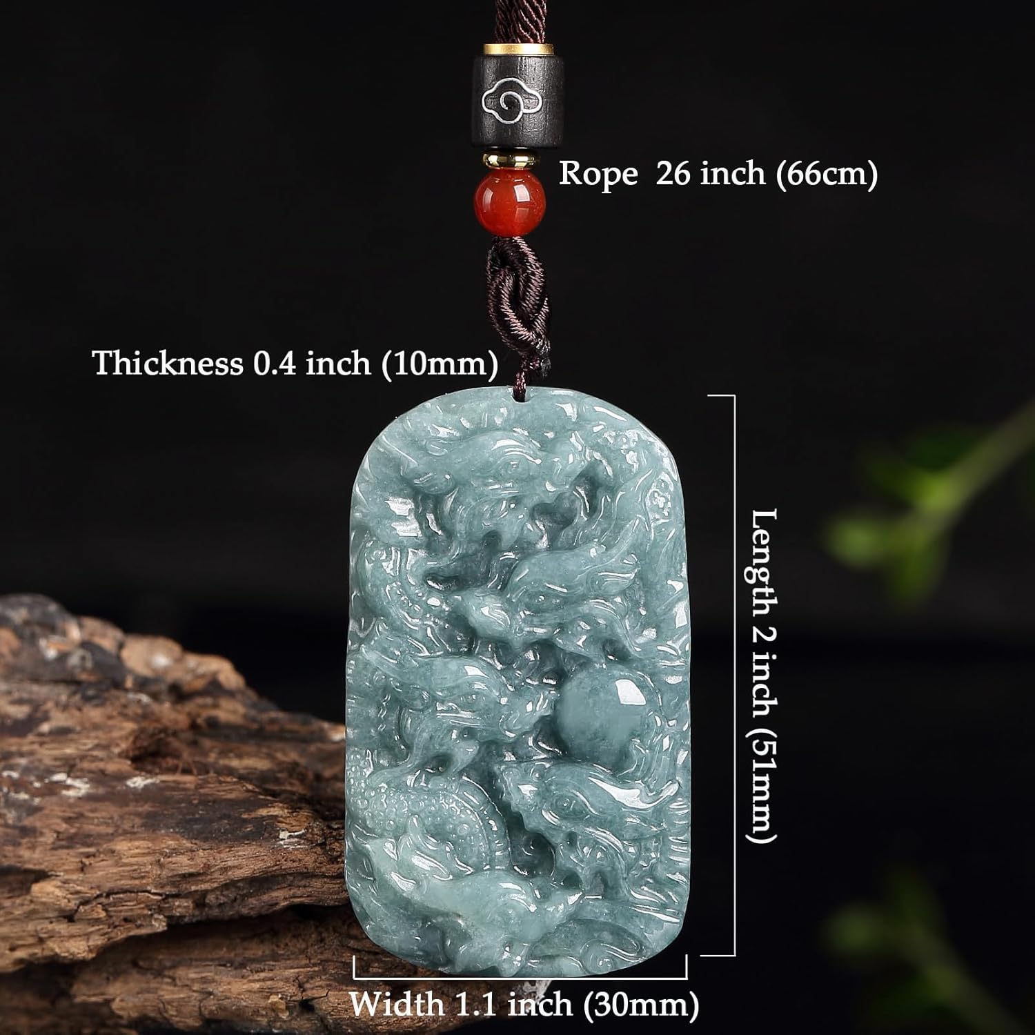 Real Green Jade Dragon Pendant Necklace for Men and Women Genuine Certified Jadeite Double Side Hand-Carved Zodiac Nine Dragons Jewelry Amulet Protection Birthday Valentine's Day Gift - Image 5