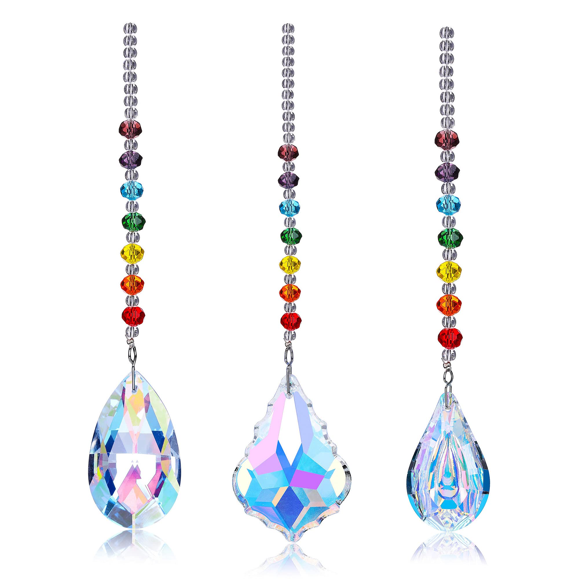 MANIFO 3pcs Crystal Rainbow Suncatcher Glass Chakra Beads Ball Pendant Colourful Hanging Prism Drop Sun Catchers for Windows Home Garden Decor
