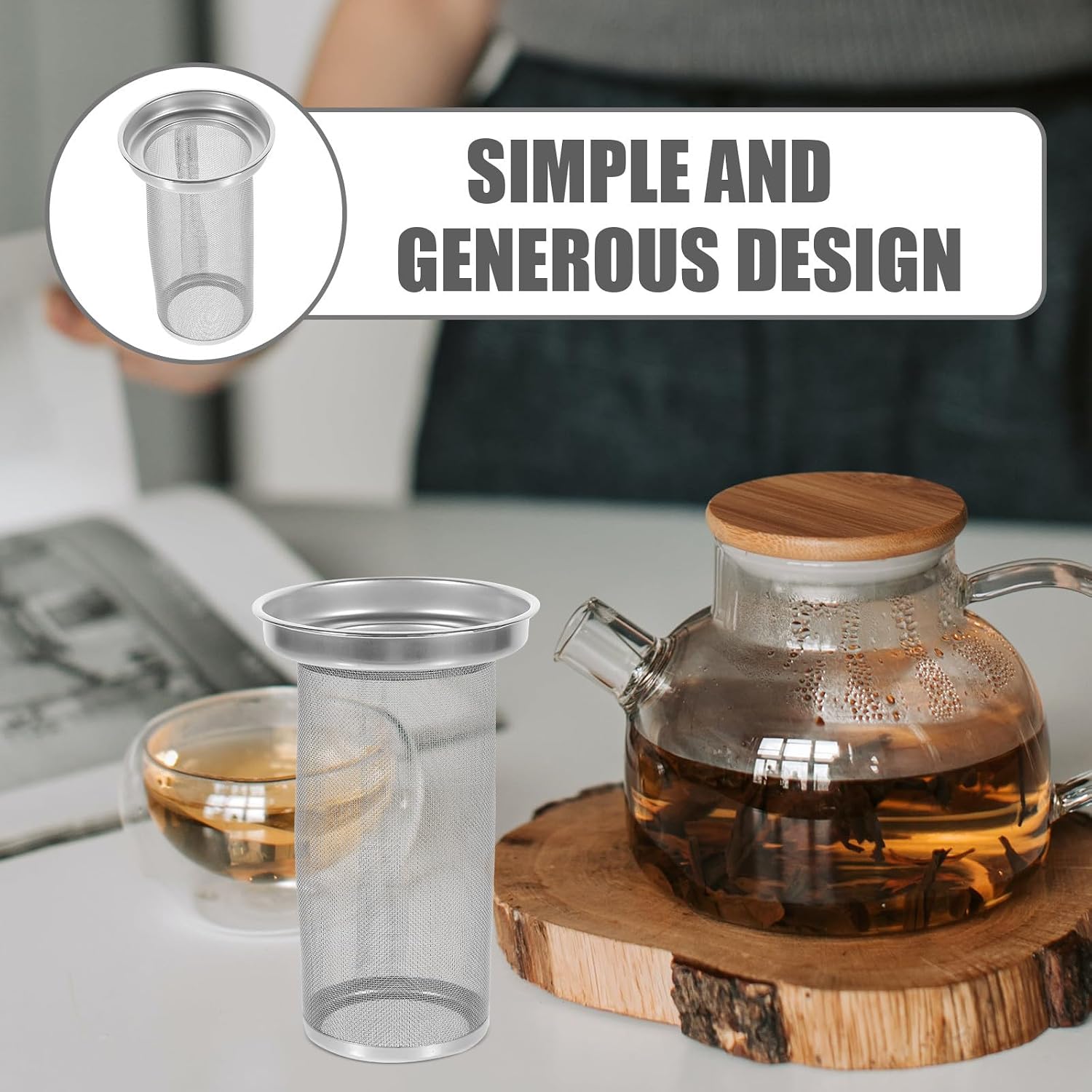 BESTYASH Stainless Steel Tea Strainer Filter Insert Mesh Tea Infuser 8.1x7.5x12.3cm for Household Brewing