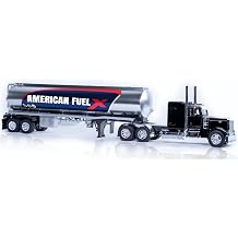 NewRay Replica Peterbilt 379 Diecast Trucks American FuelX Oil Tanker 132 Scale - Diecast Toy Semi Truck with Trailer, Big Toy Long Hauler 18 Wheeler, Gift for Collectors and Truckers
