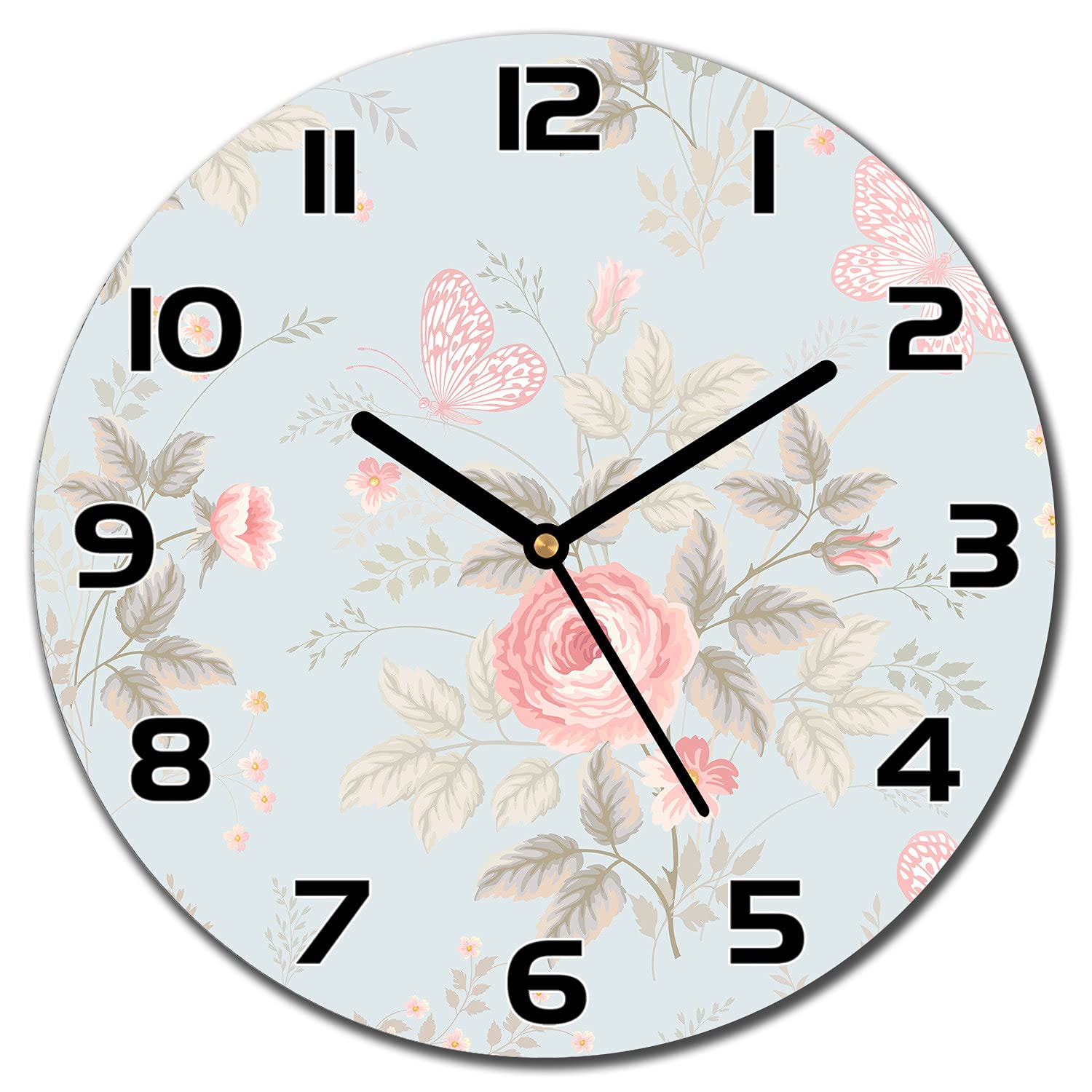 Horloge en verre murale de 30 cm avec aiguilles noires pour la décoration moderne