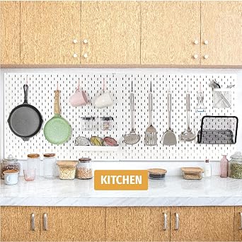 Pegboard Hooks for IKEA Skadis Pegboard 32Pack[16Pack Black S Hook + 16Pack White S Hook]