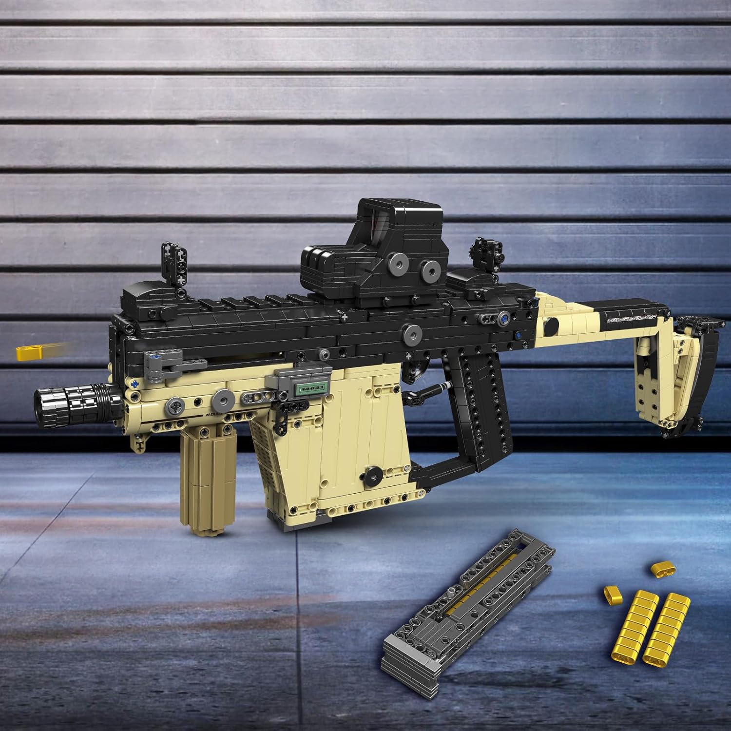 Building Blocks Gun Sets, 1:1 Vector DIY Assembling Army Building Toys Set for Boys Adult Teen, Shootable SMG Model Kits, Birthday Gifts for Kids Age 8+, Collection for Military Fan 1558 PCS