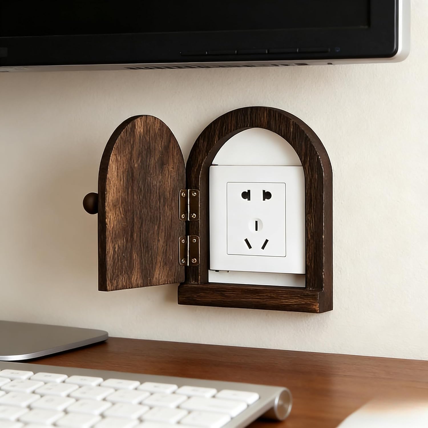 1pc Handcrafted Wooden Outlet Cover, Handmade Wooden Construction, Covers and Decorates Outlets, Dust and Dust-Proof (Brown)