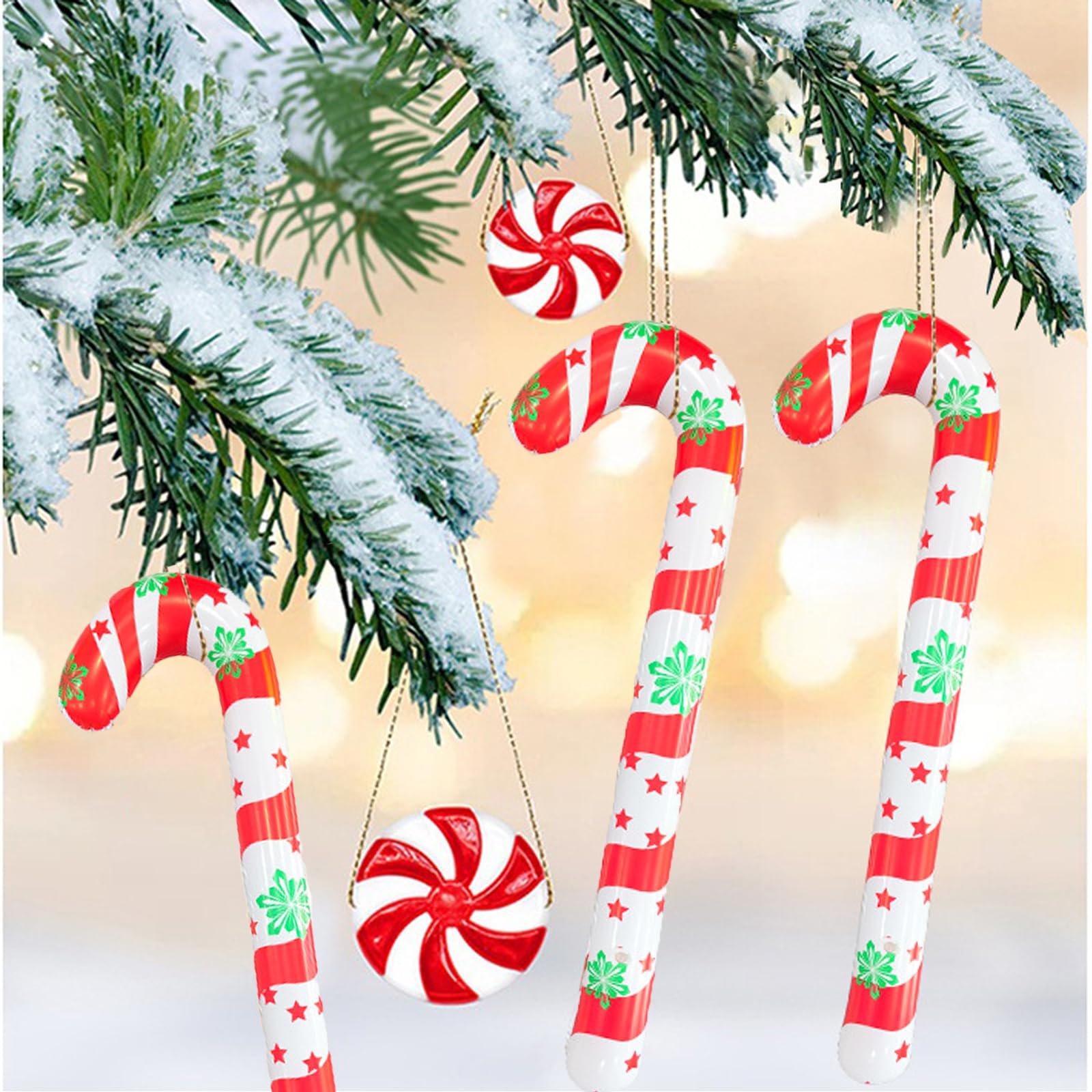 6 Stück Aufblasbare Zuckerstangen 90cm Aufblasbare Zuckerstangen Haustür Zuckerstangen Aufblasbarer Lutscher Groß Weihnachten Zuckerstange für Outdoor Haustür Innenbereich Weihnachtsdekorationen