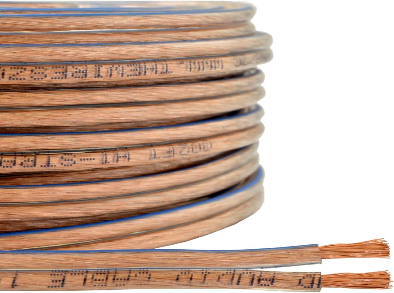 The Wires Zone Car Home Audio Speaker Wire Transparent Clear Cable 16AWG 16/2 Gauge (25 feet)