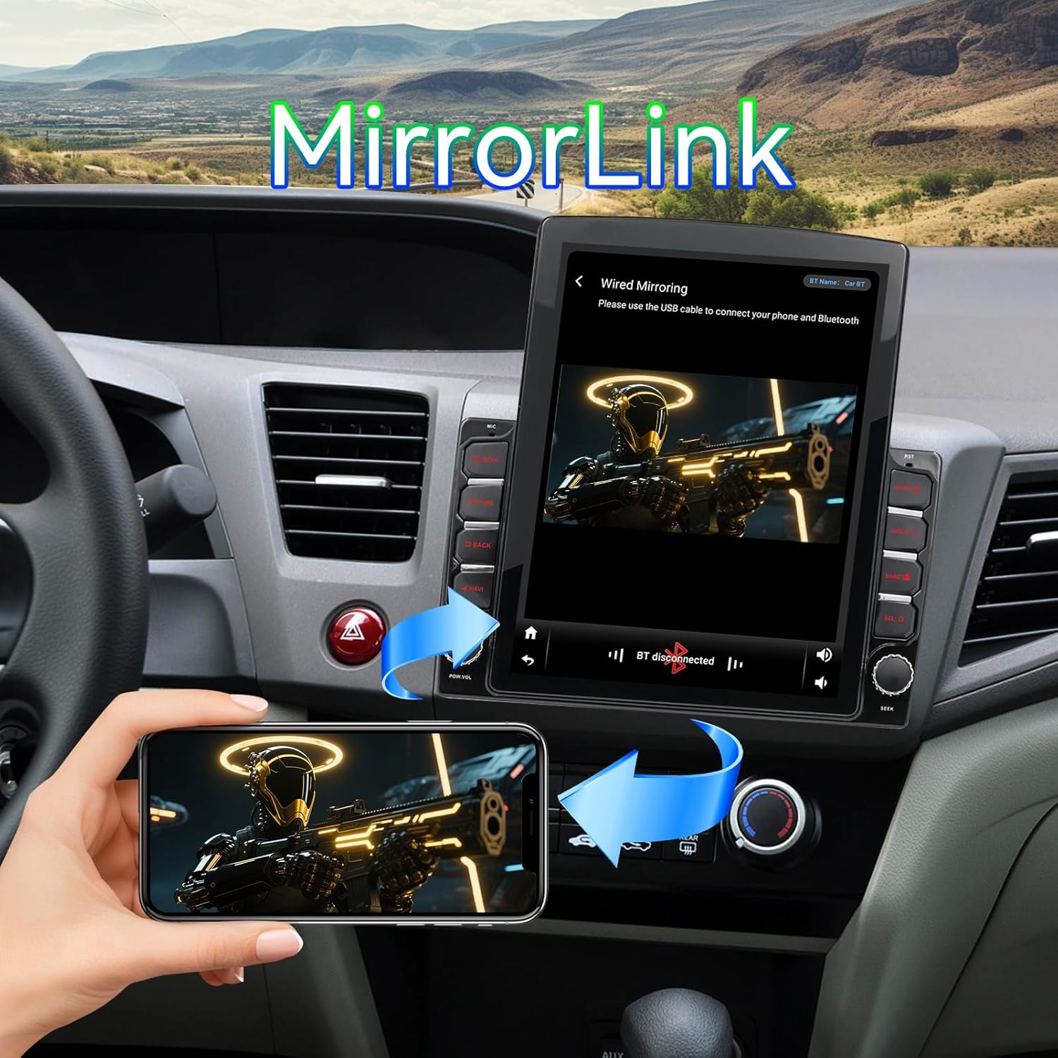 Car Stereo Radio Compatible with Honda Civic 2012 2013 2014 2015,Android 15 Head Unit with Wireless CarPlay Android Auto,9.7' Touchscreen Support Bluetooth/GPS/WiFi/Mirror Link/Backup Camera