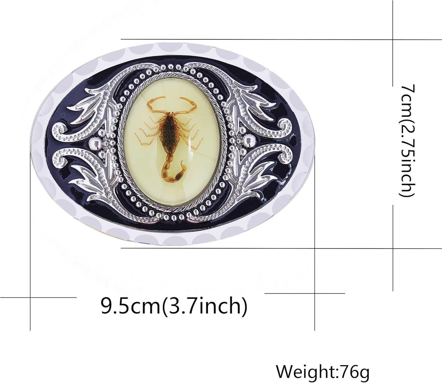 LAXPICOL Vintage Cool Novelty Oval Stone Belt Buckle For Men Western Cowboy Buckle Silver Tone - Image 2