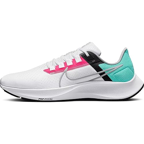 Nike Air Zoom Pegasus 38 Mens Running Trainers CW7356 Sneakers Shoes, White Wolf Grey Hyper Pink 102, 10.5