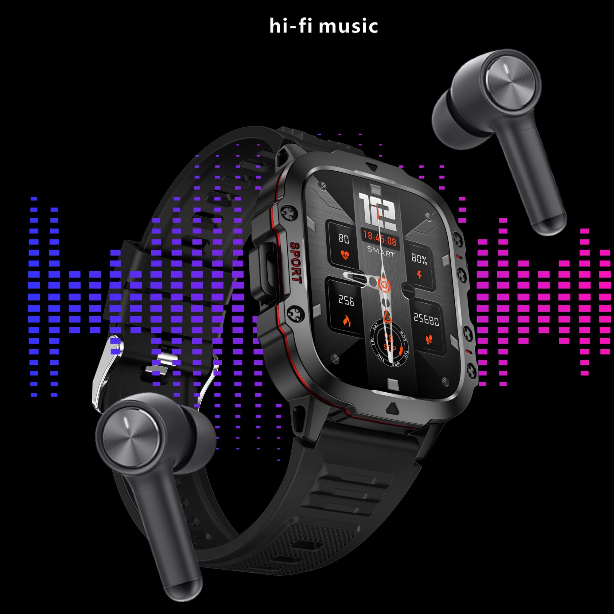 Reloj inteligente AMOLED de 1,96 pulgadas para hombre con función de teléfono, batería de 420 mAh, reloj deportivo con Bluetooth llamadas con monitor de sueño, podómetro, resistente al agua 5 ATM