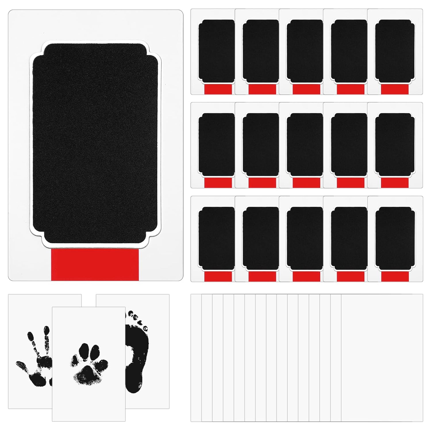 15 Set Inkless Baby Hand and Footprint Kit Clean Touch Ink Pad for Baby Hand and Footprints Inkless,Paw Print Kit for Dogs Ideal New Mom Gifts Babies Pets Newborn Keepsake Family Handprint Kits(Black)
