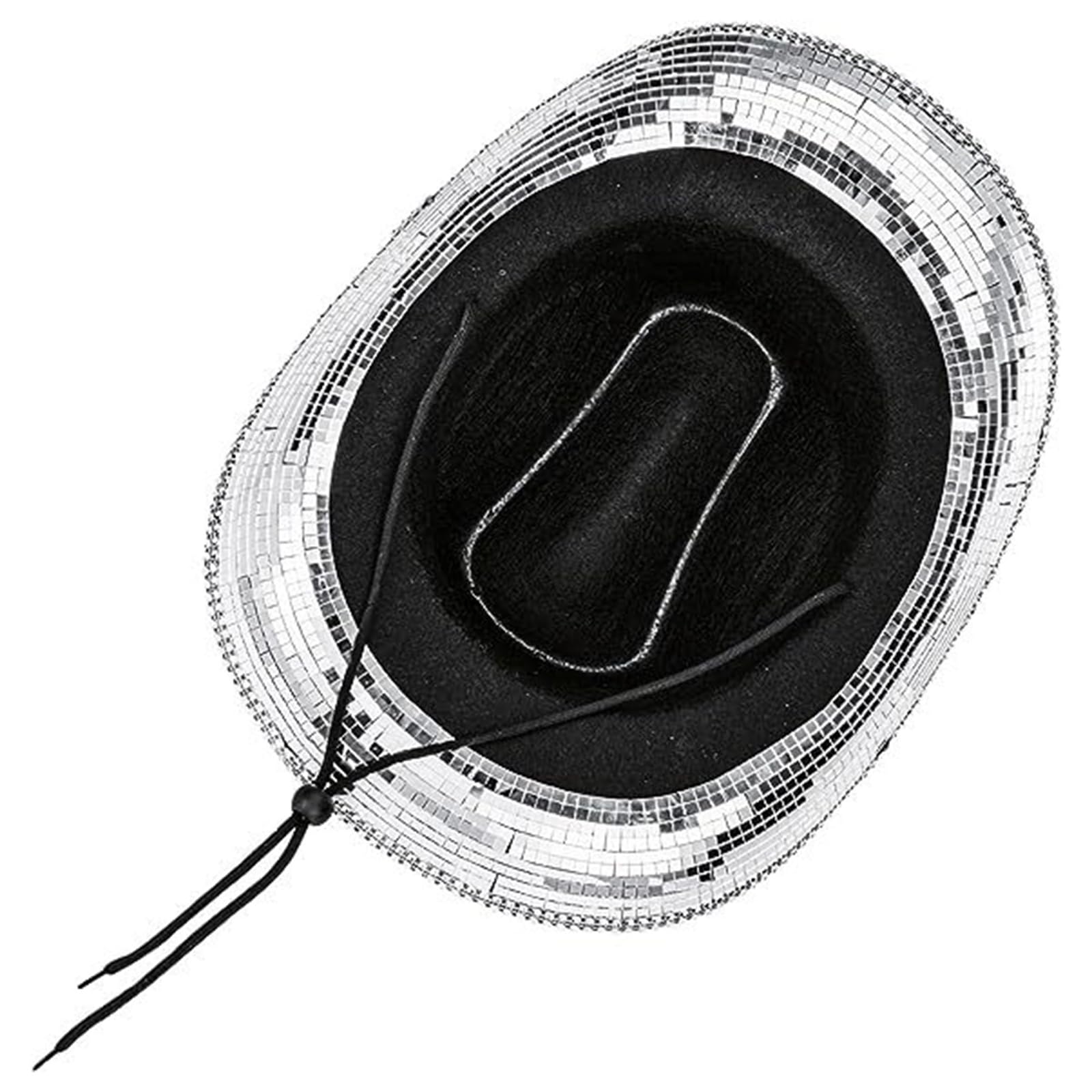 Newwyt Cappello da Discoteca con Specchio Cappello alla Moda con Paillettes Cappello da Festa Cappello da Cowboy per Adulti per Festival Musicali Cappello da Ballo sul Palco Copricapo da Discoteca