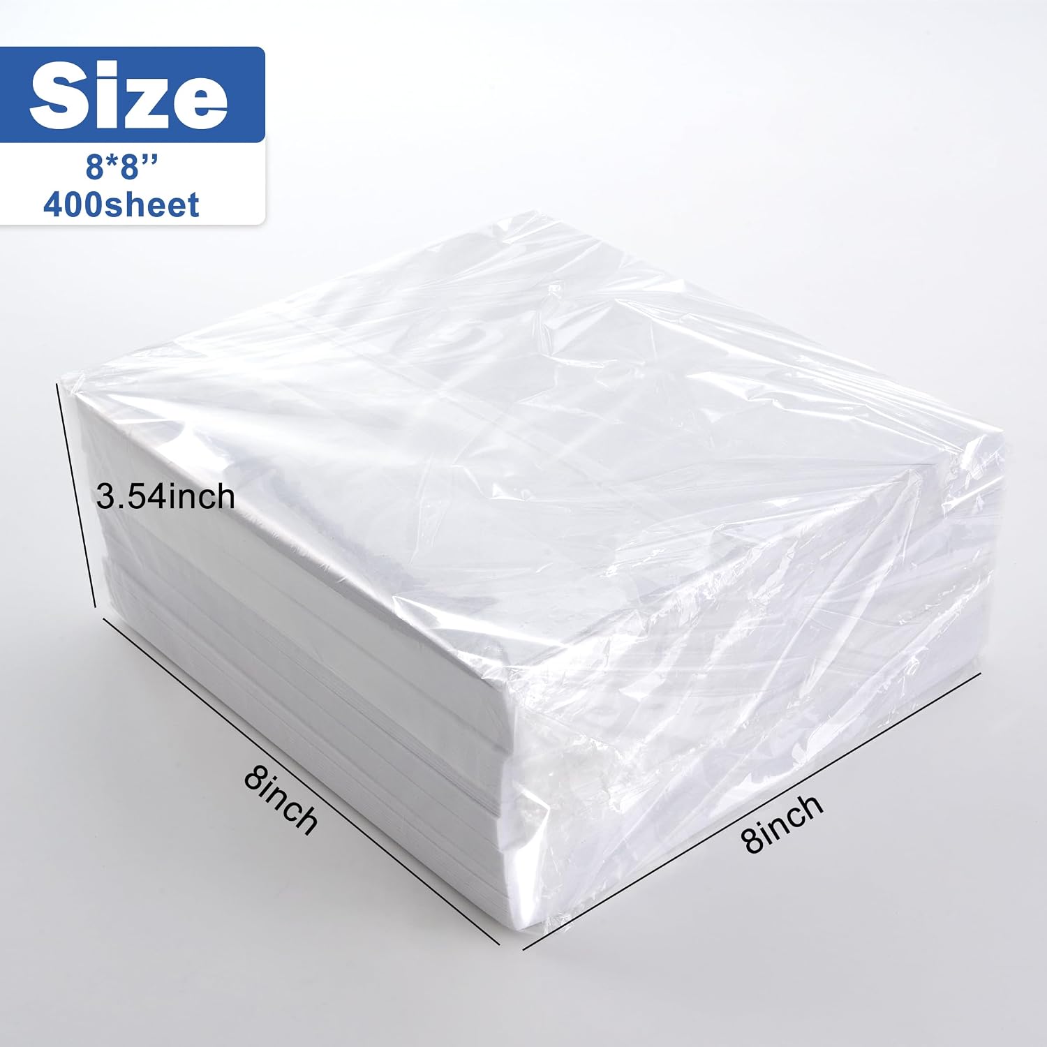 Embroidery Stabilizer, 400 Pcs 8"x8" Tear Away Stabilizer for Embroidery with Bilateral Stability and Small Size, Precut Sheets for Home and Commercial Use, Fits 4x4 & 6x6 Hoops
