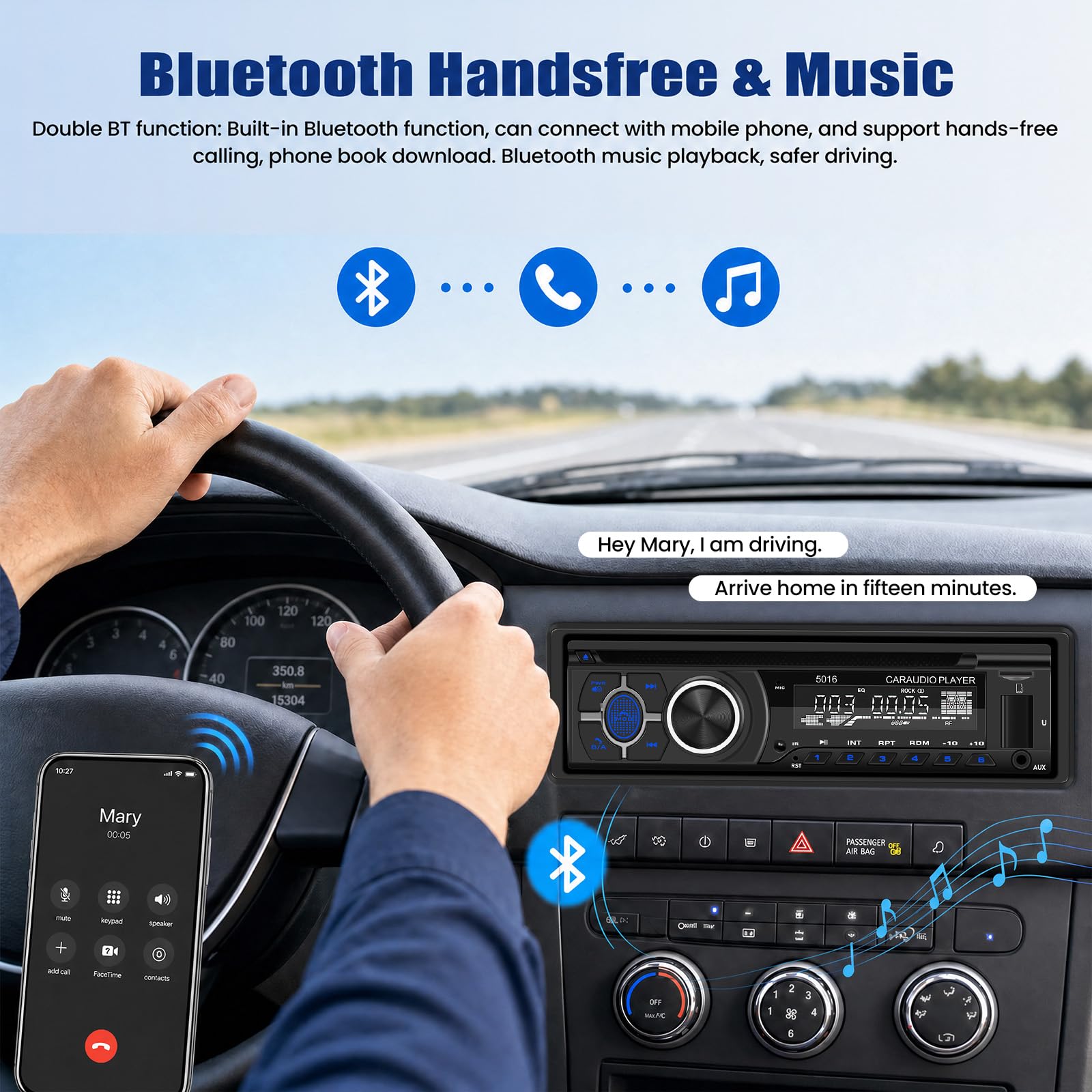 SIXTOP Autoradio 1 DIN mit DVD/CD Player, 1Din Autoradio Bluetooth Freisprecheinrichtung 1Din Radio mit FM AM Radio, MP3 Player mit APP Steuerung unterstützt AUX-Eingang/USB Wiedergabe/Aufladen