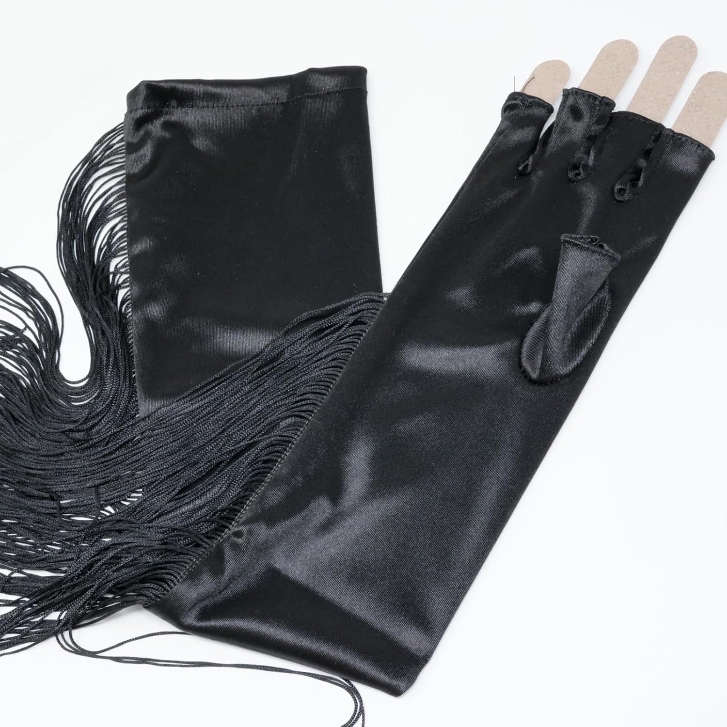 Yueton Punk Style Fringe Long Fingerless Gloves for Costume Party Wedding Opera Performance - Image 7