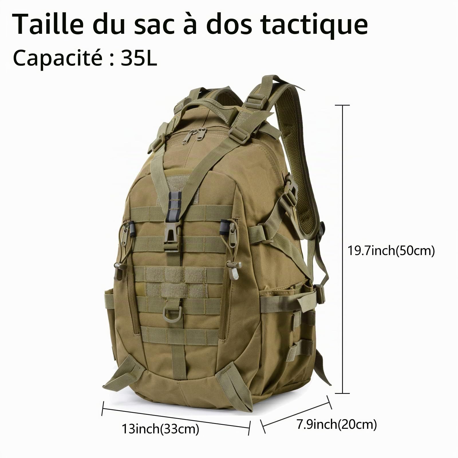 Long Keeper Sac à Dos Militaire – 35L Grand Sac a Dos Tactique pour Homme Femme Sac De Voyage Sport Imperméable Sac Militaire pour Randonnée Alpinisme Gym Peche