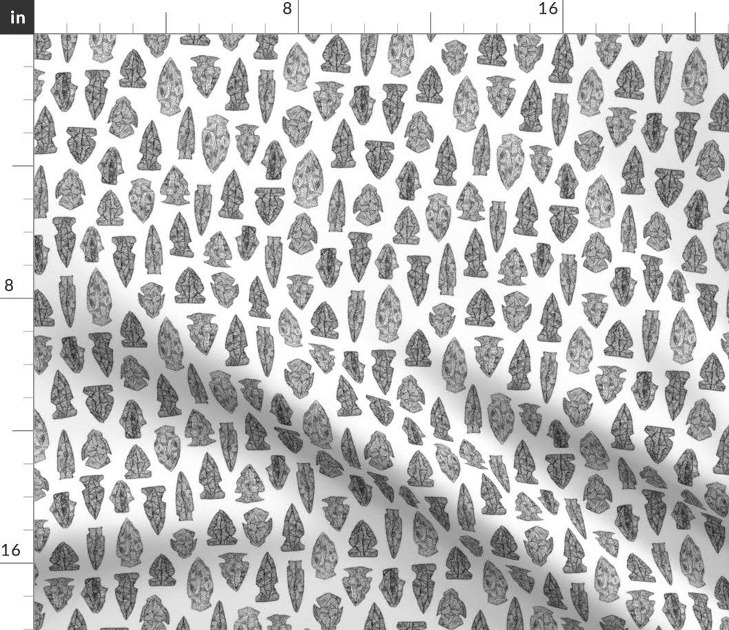 Spoonflower Fabric - Black White Arrow Sketch Grayscale Boho Southwestern Abstract Printed on Petal Signature Cotton Fabric by The Yard - Sewing Quilting Apparel Crafts Decor