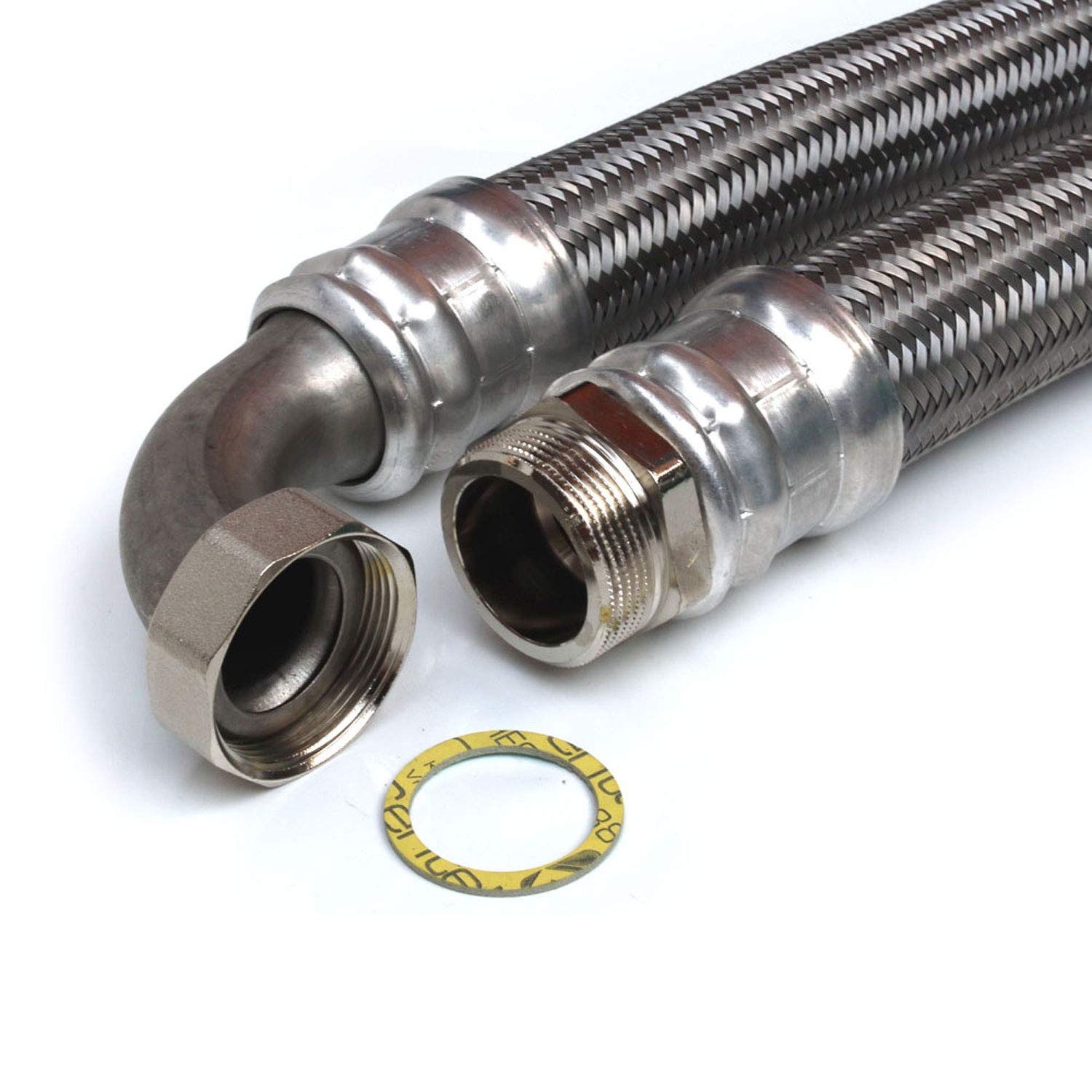 Tubo flessibile 1 1/2"AG x 1 1/2"ÜM con arco per acqua potabile, DN40, acciaio inox, lunghezza 30 – 200 cm,"Made in Germany".