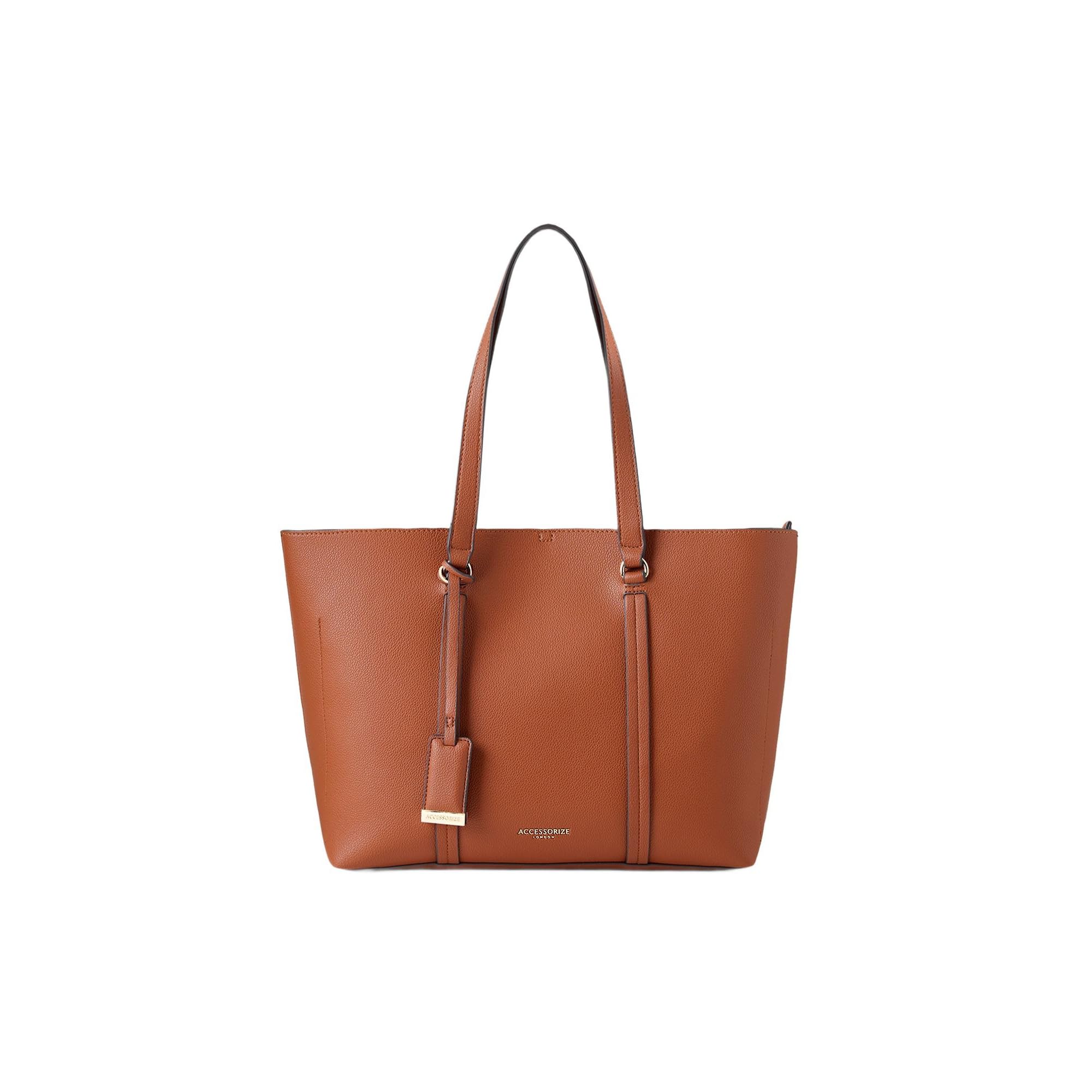 accessorize London Women's Brown Alex Classic Structured Tote Bag | Elegant Office & Everyday Handbag-picture-30