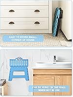 Vista 2 de Dyforce Taburete plegable antideslizante – Taburete plegable de alta calidad de 9 pulgadas de altura para niños, cocina, jardín, baño, camping