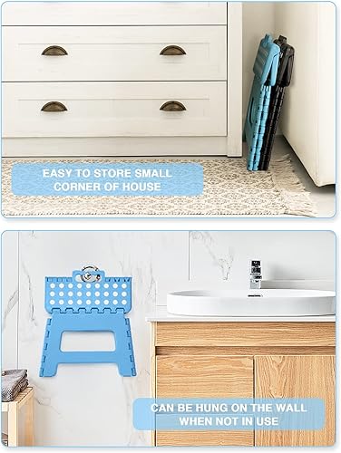 Miniatura 2 de Dyforce Taburete plegable antideslizante  Taburete plegable de alta calidad de 9 pulgadas de altura para niños, cocina, jardín, baño, camping, color