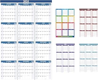 2026年壁掛けカレンダー 35インチ x 22.8インチ 大型 縦型 年間壁掛け カレンダー ユリウス日付き 厚紙カレンダー 12か月 年間壁掛けプランナー 壁 オフィス 冷蔵庫用 (ブルー)