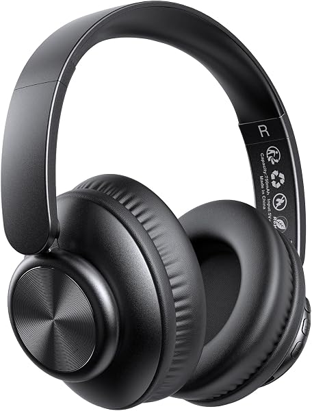 fojep V8 Wireless Bluetooth Headphones Over Ear, 80 Hours Playtime Wireless Headphones with Deep Bass,Lightweight Foldable Earphones Built-in Mic,HiFi Stereo Sound for Travel Work Laptop PC Cellphone
