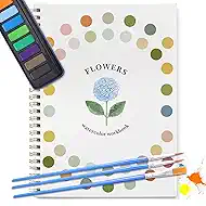 JDNUC Watercolor Painting Kit for Beginners, 12 Color Paints in Metal Tin Box with 3 Brushes, Sketchbook with Outlines and Guide Book for Adults and Teens