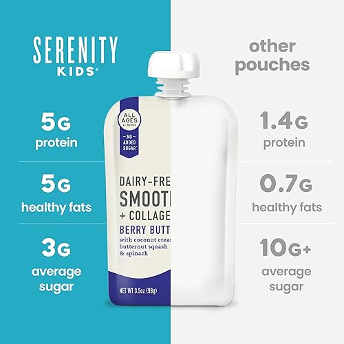 Miniatura 7 de Serenity Kids Alimento para bebés sin lácteos para bebés de más de 6 meses, orgánico USDA - Proteína de colágeno alimentada con pasto - Bolsa de 3.5