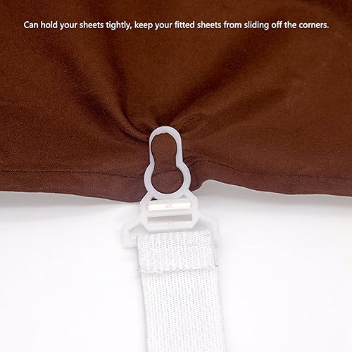 Miniatura 7 de Hyuduo Correas de soporte para sábanas, 4 piezas ajustables para sábanas de cama, correas elásticas, soporte de clips de fijación, sujetadores de