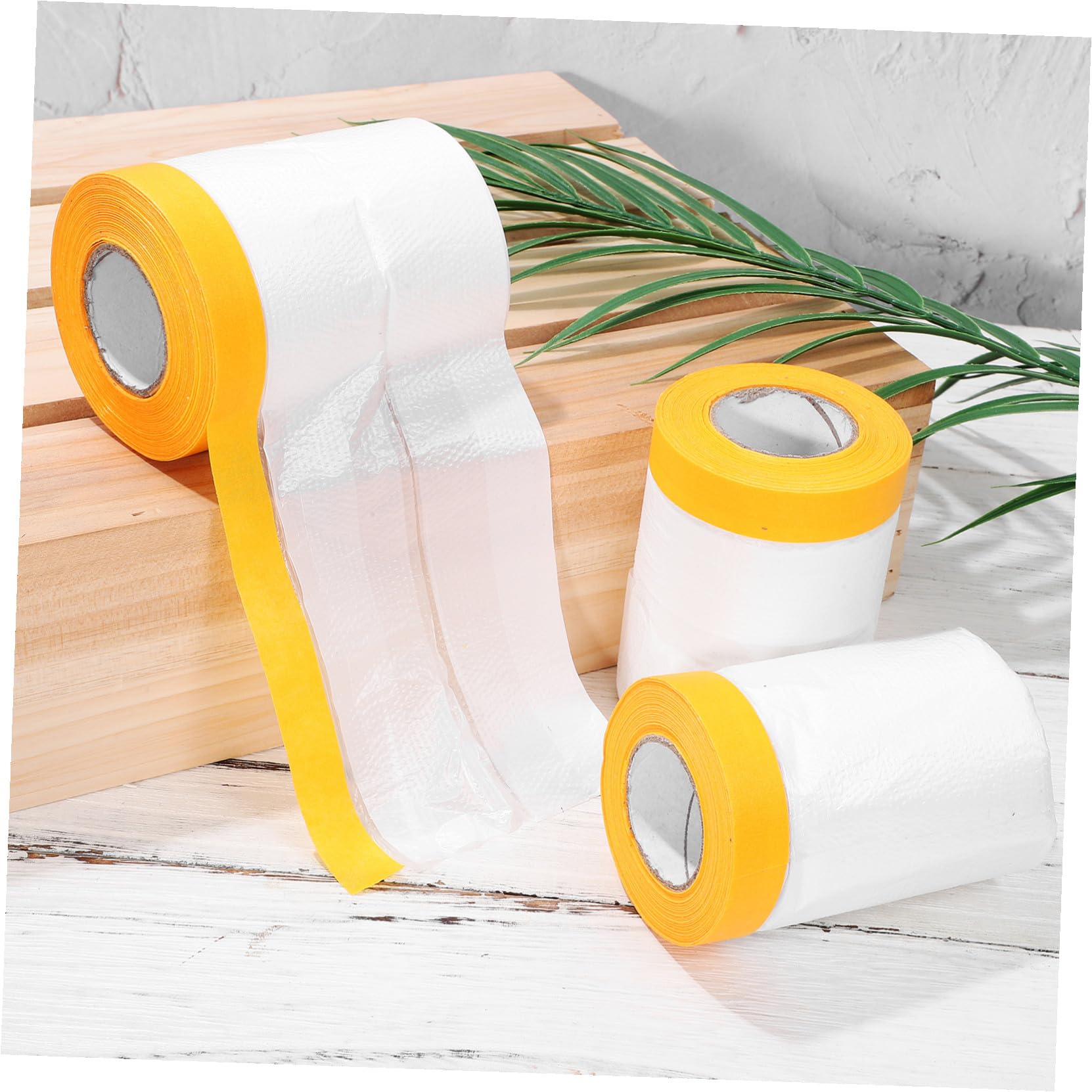 6 Rollen Selbstklebendes Abdeckfolienband aus Maskierpapier und Pe Folie Leicht Entfernbar für Heimrestaurierung und Schutz von Autolack und Wandbildern