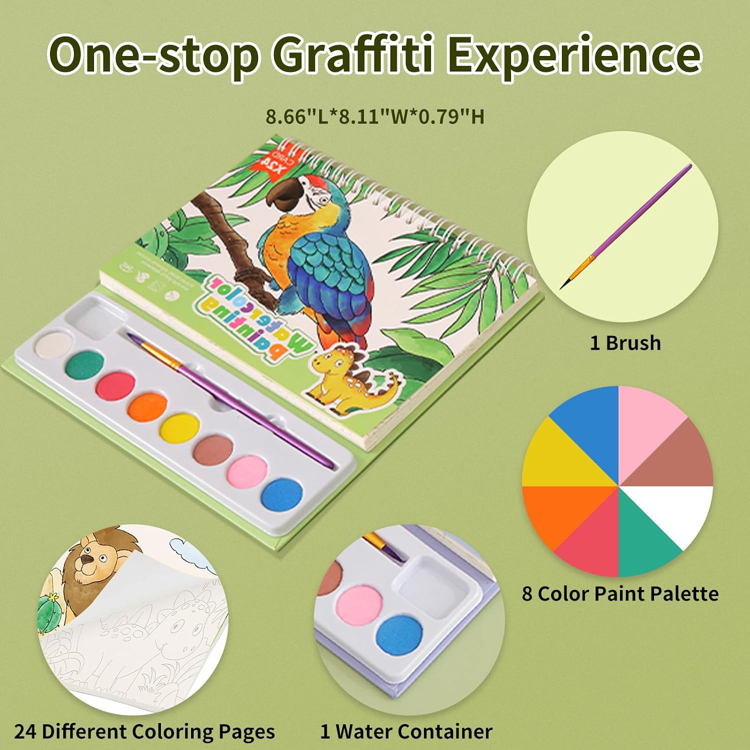 Cavnewt Watercolor Coloring Books for Kids Ages 4-8, Mess Free Watercolor Painting Book, Paint with Water Books for Toddlers, Travel Activities Arts Party Favors Birthday Gifts for Kids Girls & Boys image 3