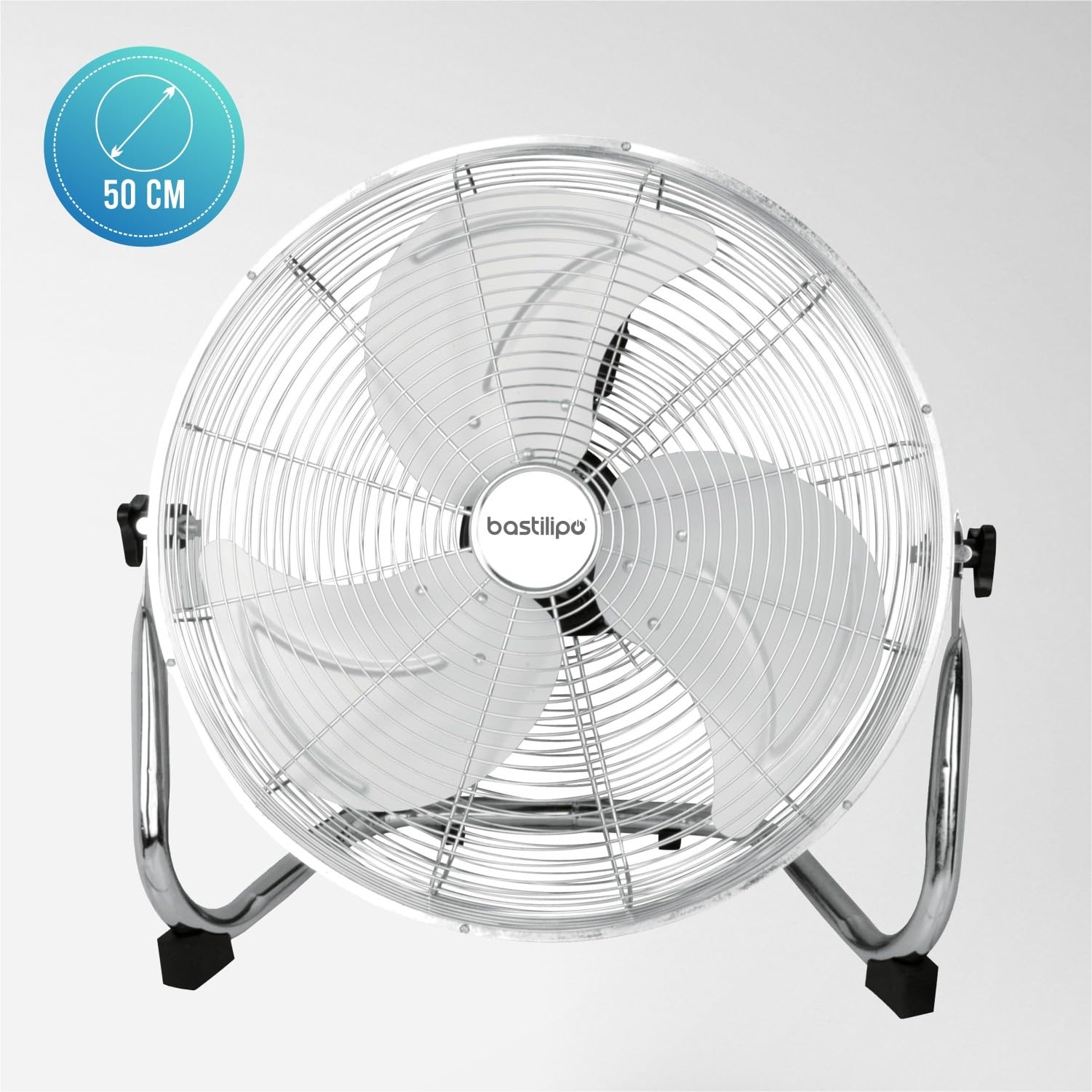Bastilipo Mediterraneo Circolatore da 45 cm, testa orientabile, 120 W, Cromo, 3 velocità, cromato