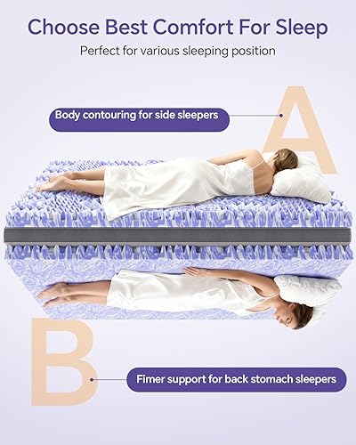 Miniatura 4 de Cubrecolchón de espuma viscoelástica de doble capa de 4 pulgadas para colchón Queen - 2 pulgadas de espuma viscoelástica con gel y 2 pulgadas de