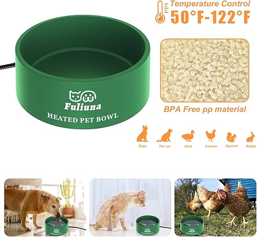 Miniatura 2 de Cuenco térmico para mascotas con cable resistente a los masticables, cuenco térmico que proporciona agua potable en invierno para perros, gatos,